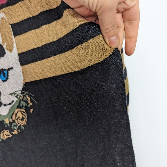 ModCloth TeeBerry & Weave L Cat Feline Sweater Dress Tunic Knit Striped French - Picture 15 of 15